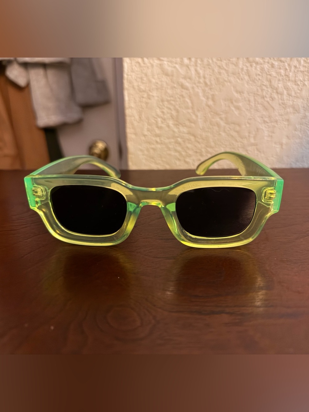 Nordstrom (BP.) clear/neon sunnies. Fun for St. Patrick’s day or statement piece